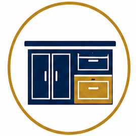 Cabinet painting and refinishing services for kitchens and bathrooms.